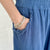 Frayed Wide Leg Linen Pants - Blue