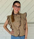Leopard Quilted Ruffle Vest