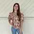 Scarlet Bloom Bubble Sleeve Top