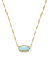 Kendra Scott Elisa Short Pendant Necklace In Gold Light Teal Kycera Opal