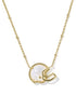 Football Helmet Short Pendant Necklace Gold Ivory Mother Of Pearl