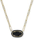 Elisa Enamel Frame Paperclip Necklace Gold BLACK AGATE