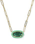 Elisa Enamel Frame Paperclip Necklace Gold  EMERALD ILLUSION