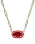Elisa Enamel Frame Paperclip Necklace Gold RED ILLUSION