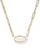 Elisa Enamel Frame Paperclip Necklace Gold WHITE MOTHER OF PEARL