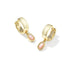 Mini Ellie Wide Huggie Earrings In Gold Light Pink Lab Grown Opal