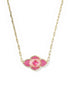 Abbie Medallion Short Pendant Necklace In Gold Hot Pink Mix