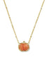Pumpkin Short Pendant Necklace Gold Orange Banded Agate