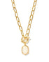 Daphne Link and Chain Necklace Gold Ivory Mother of Pearl