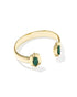 Elton Stepped Frame Cuff Bracelet Gold Green Malachite S/M