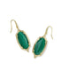 Dani Stepped Frame Drop Earrings Gold Green Malachite