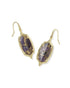 Dani Stepped Frame Drop Earrings Gold Bronze Veined Purple