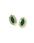 Ellie Stepped Frame Stud Earrings Gold Green Malachite