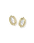 Ellie Stepped Frame Stud Earrings Gold Ivory Mother Of Pearl