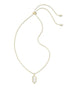 Dani Stepped Frame Long Pendant Necklace Gold Ivory Mother of Pearl