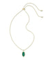 Dani Stepped Frame Long Pendant Necklace Gold Green Malachite
