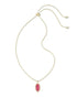 Dani Stepped Frame Long Pendant Necklace Gold Dark Pink Illusion