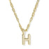 Bubble Letter H Pendant Necklace Gold Metal