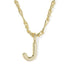Bubble Letter J Pendant Necklace Gold Metal