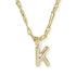 Bubble Letter K Pendant Necklace Gold Metal