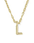Bubble Letter L Pendant Necklace Gold Metal