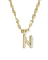 Bubble Letter N Pendant Necklace Gold Metal