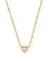 Mini Ari Heart Satelite Short Pendent in Gold Bubblegum Pink Opal