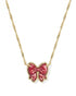 Haley Bow Short Pendent Necklace in Gold Scarlet Red Mother of Pearl