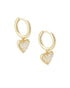 Kendra Scott Ari Gold Heart Huggie Earrings in Gold Iridescent Drusy