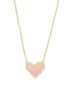 Ari Heart Short Pendant Necklace – Gold Rose Quartz