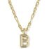 Bubble Letter B Pendant Necklace Gold Metal