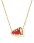 Kendra Scott Cheer Short Gold Pendant Necklace In Red Illusion