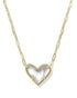 Ari Heart Statement Pendent Necklace In Gold Ivory Mother Of Pearl