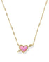 Ari Heart Arrow Pendent Necklace In Gold Pink Opalescent Resin