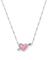 Ari Heart Arrow Pendent Necklace In Silver Pink Opalescent Resin