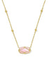 Kendra Scott Elisa Lattice Frame Gold Necklace In Blush Ivory Mother Of Pearl
