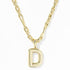 Bubble Letter D Pendant Necklace Gold Metal