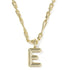 Bubble Letter E Pendant Necklace Gold Metal