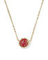 Ladybug Short Pendent Necklace in Gold Red Vermilion Magnesite