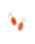 Dani Figaro Frame Drop Earrings Gold Papaya Iridescent Mother Of Pearl