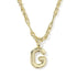 Bubble Letter G Pendant Necklace Gold Metal