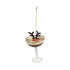 Glass Espresso Martini Ornament with Deer Head, Brown & Cream Color