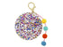 Happy Face Multi Glitter Resin Disc With Multi Mini Poms And Light Pink Rubber Sequin Strand Keychain