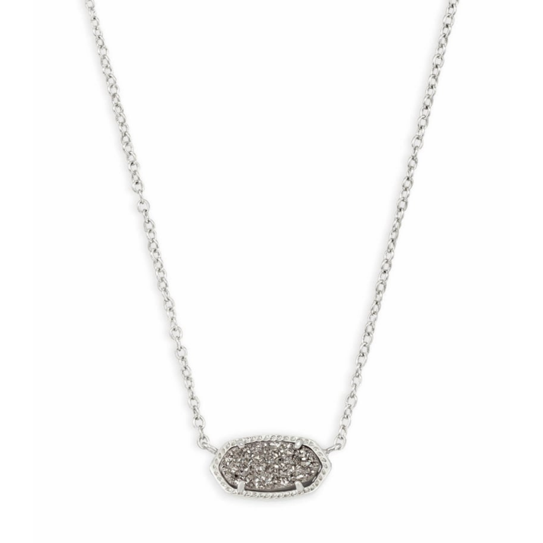 Kendra Scott Elisa Pendant Necklace In Silver Platinum Druzy – The