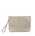 White Gold Quilted Wristlet Makeup Case