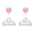 Princess Tiara and Pink Heart CZ Stud Set in Sterling Silver