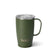 Matte Olive Travel Mug 18oz  Holds up to 18oz Keeps drinks cold 9+ hours and hot 3+ hours Slim, metal handle Fits most standard cup holders Double-walled, vacuum-sealed, and copper-plated Condensation-free and non-breakable Constructed of 304-18/8 stainless steel Built-in silicone coaster base prevents slips, drips, and scratches Includes a Large Lid with removable slider Measures: 5.8