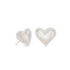 Kendra Scott Ari Silver Heart Stud Earrings In Ivory Mother Of Pearl