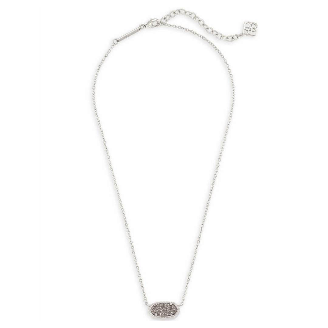 Kendra Scott Elisa Pendant Necklace In Silver Platinum Druzy – The