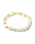 Kendra Scott Ashton Gold Half Chain Bracelet In White Pearl